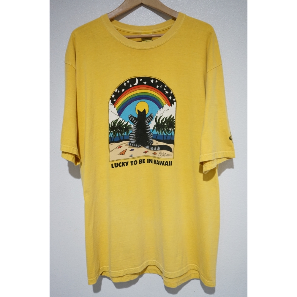 Crazy Shirts Hawaii Kliban Cat Yellow Short Sleeve